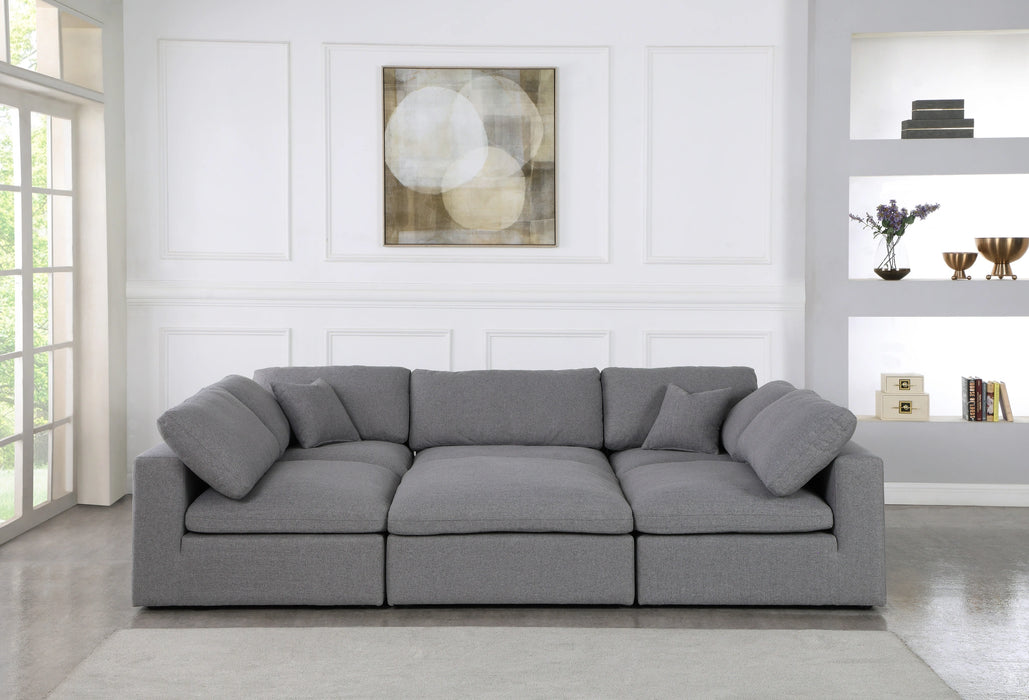 Serene Grey Linen Fabric Deluxe Cloud Modular Sectional