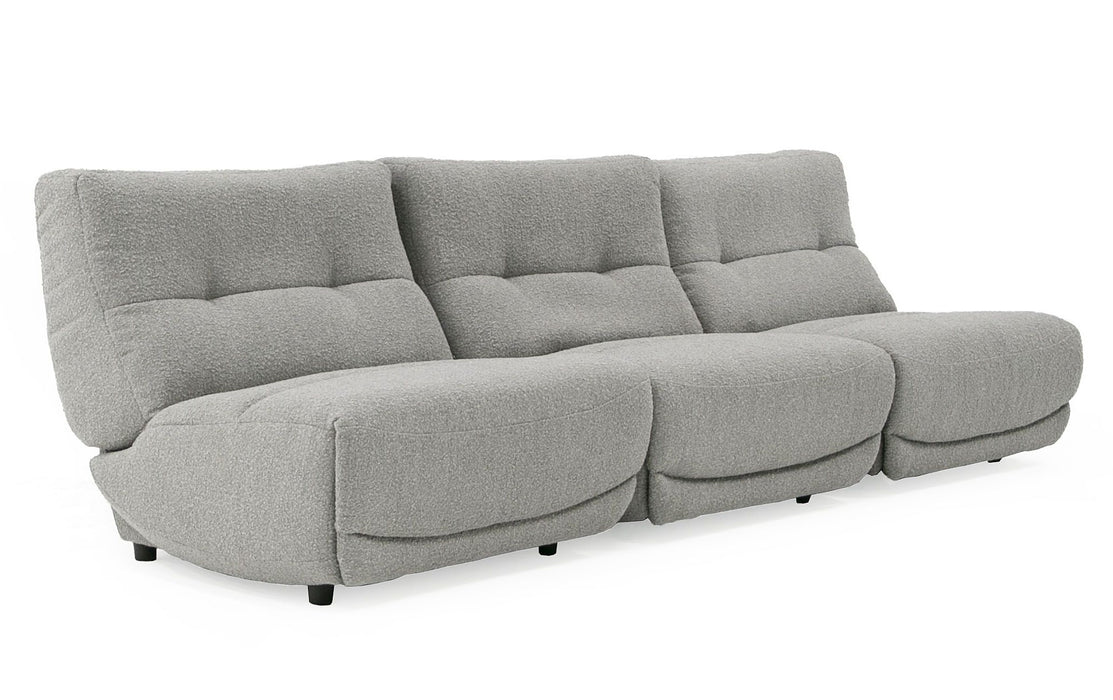 Basil - Modern Grey Fabric Large Sofa With 3 Electric Recliners