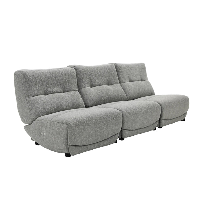 Basil - Modern Grey Fabric Small Sofa With 3 Electric Recliners