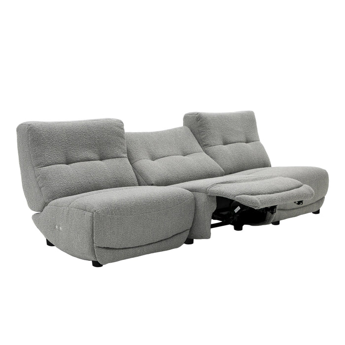 Basil - Modern Grey Fabric Small Sofa With 3 Electric Recliners