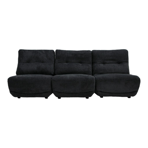 Basil - Modern Black Fabric Small Sofa With 3 Electric Recliners