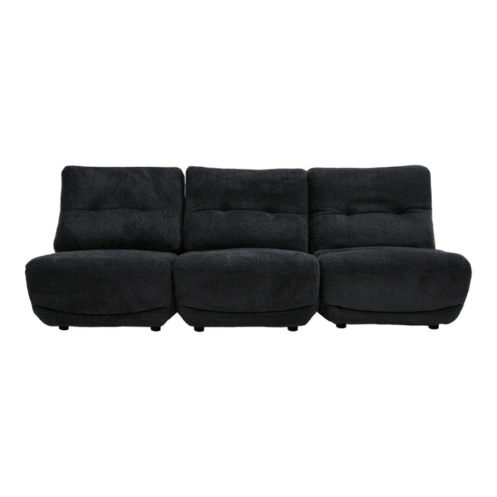 Basil - Modern Black Fabric Small Sofa With 3 Electric Recliners