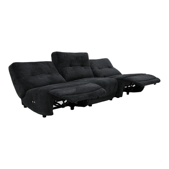 Basil - Modern Black Fabric Small Sofa With 3 Electric Recliners