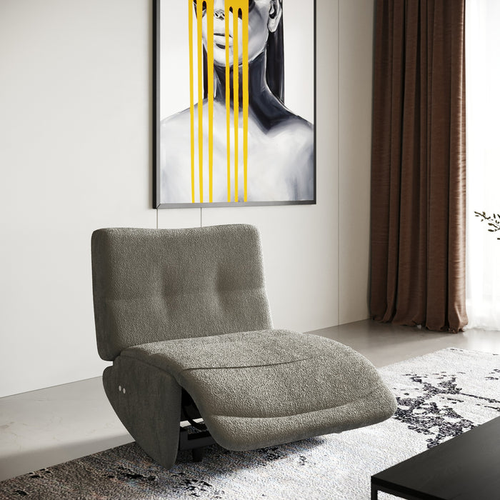 Basil - Modern Grey Fabric Small Sofa With 3 Electric Recliners