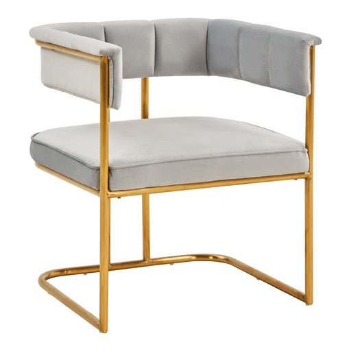 Bavaria - Modern Light Grey Fabric + Gold Accent Chair