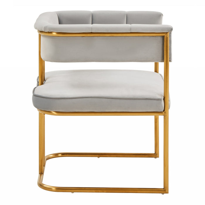 Bavaria - Modern Light Grey Fabric + Gold Accent Chair