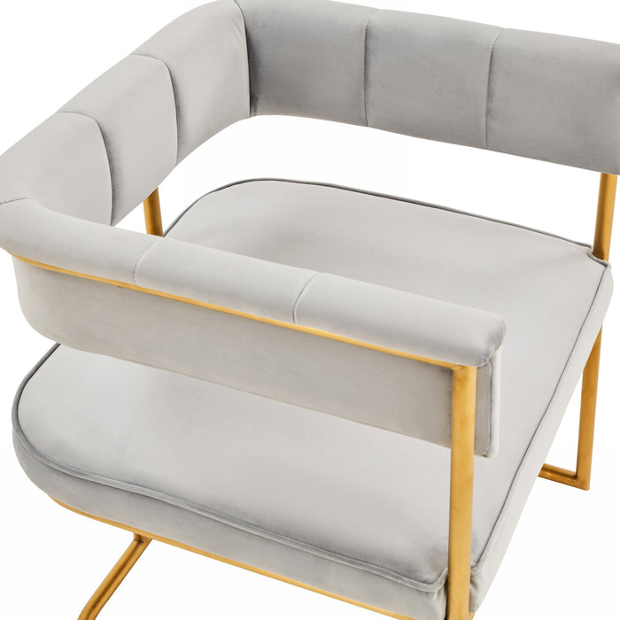 Bavaria - Modern Light Grey Fabric + Gold Accent Chair