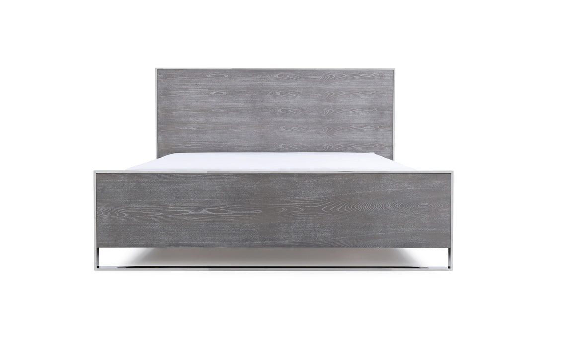 Charlene Modern Grey Elm & Stainless Steel Bedroom Set