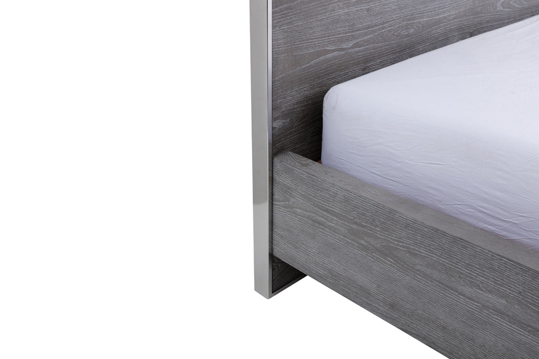 Charlene Modern Grey Elm & Stainless Steel Bedroom Set