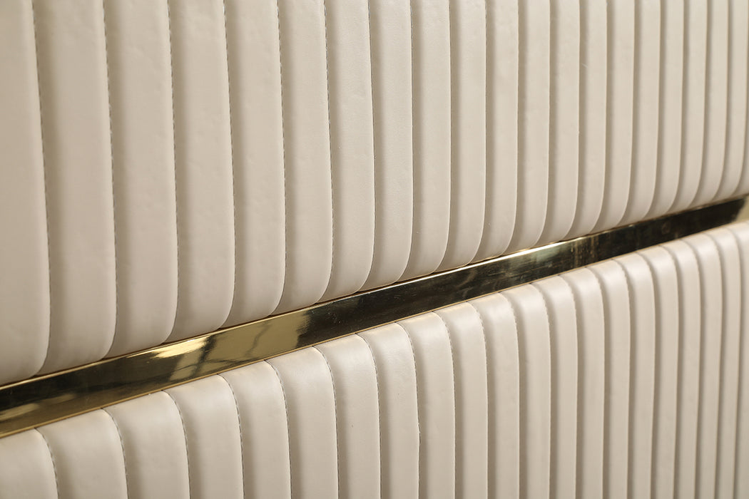 Sterling Modern Beige Bonded Leather & Gold Bed