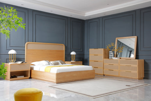 Eastern King Gavin - Modern Natural Ash + Rattan Bedroom Set