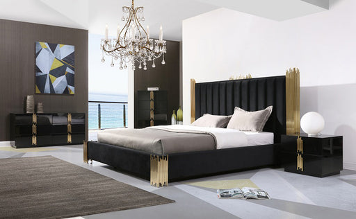 Eastern King Token Modern Black & Gold Bedroom Set