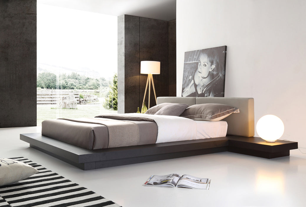 Queen Opal Modern Wenge & Grey Platform Bed