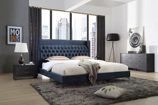 Eastern King Wales Modern Blue Fabric Bed