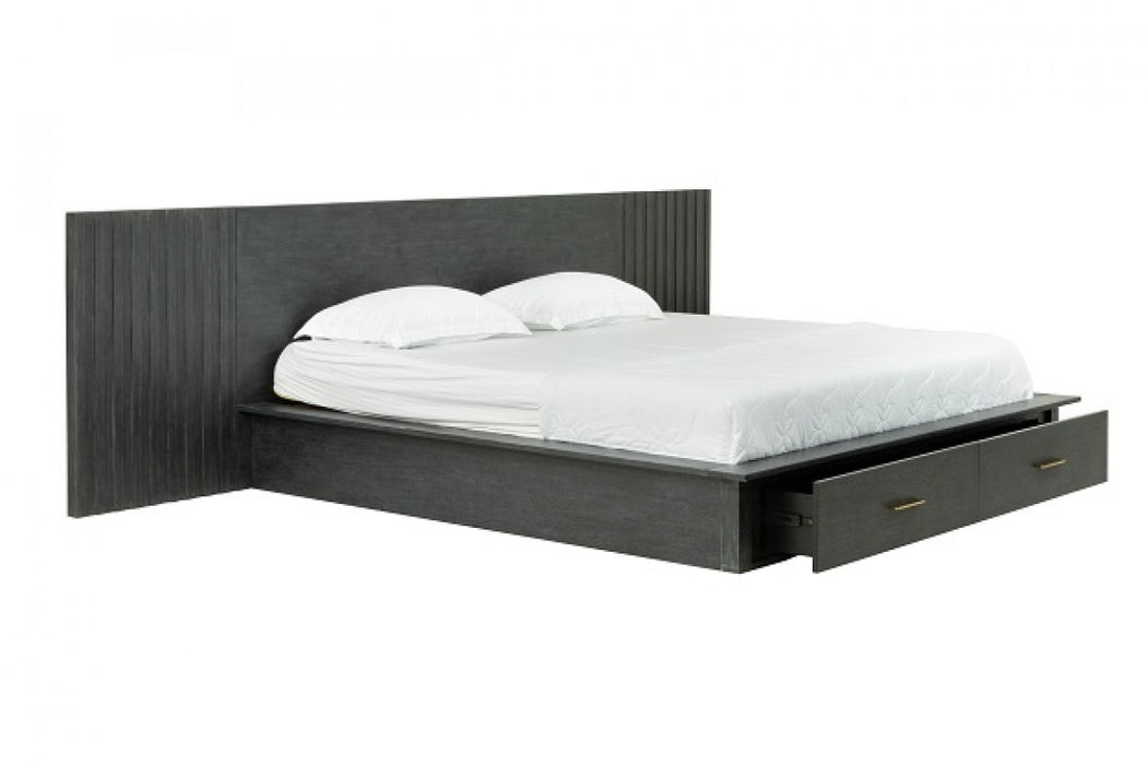 Manchester- Contemporary Platform Dark Grey Bed with Drawers