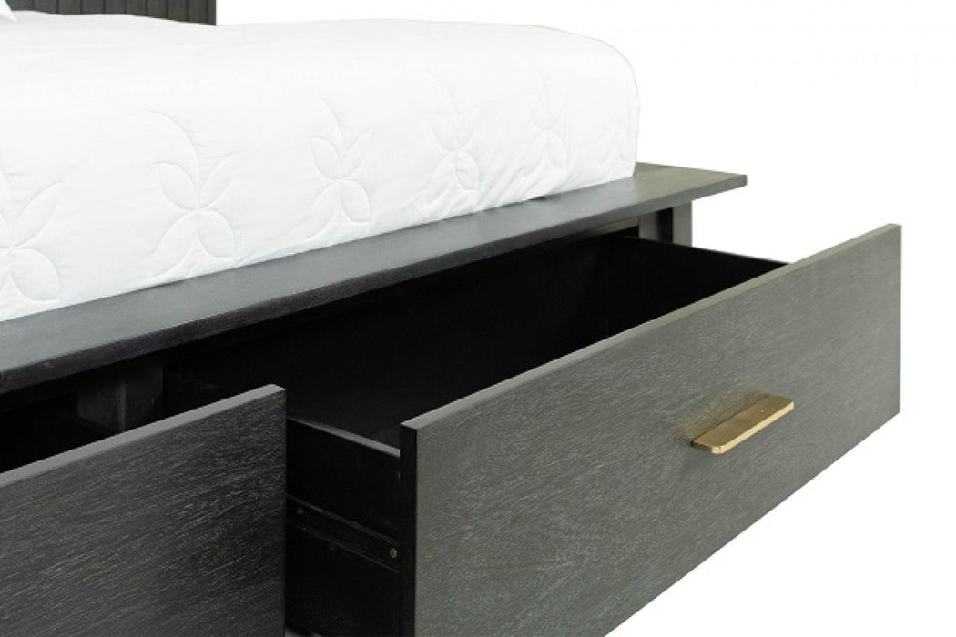 Manchester- Contemporary Platform Dark Grey Bed with Drawers