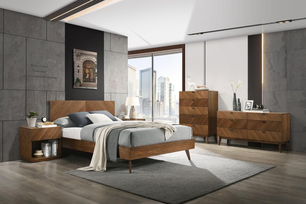 Kamela -Modern Walnut EK Bed