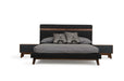 Dali Mid-Century Grey Fabric & Walnut Bed