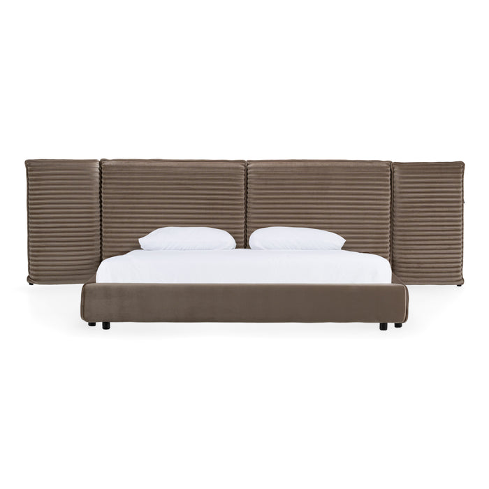 Breslow - Modern Dark Taupe Velvet Bed