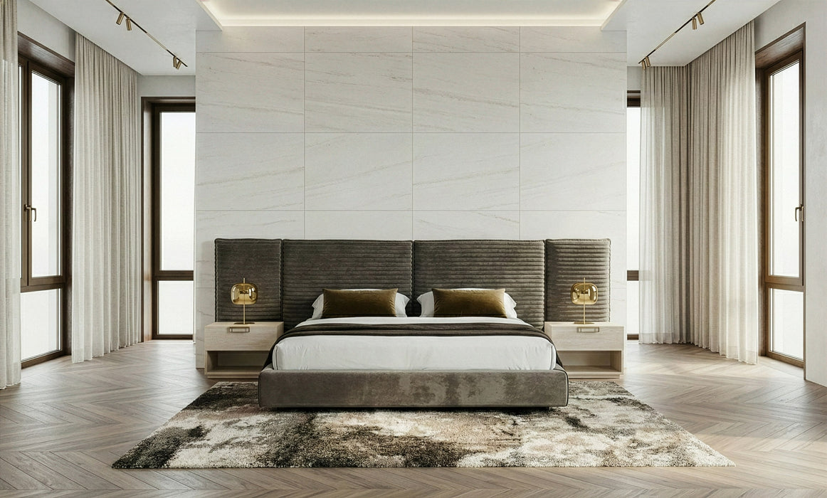 Breslow - Modern Dark Taupe Velvet Bed