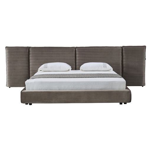 Eastern King Breslow - Modern Dark Taupe Velvet Bed