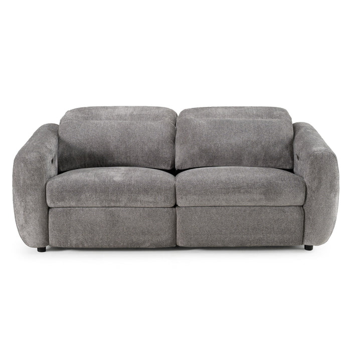 Brevig - Modern Grey Fabric Sofa w/ 2 Recliners