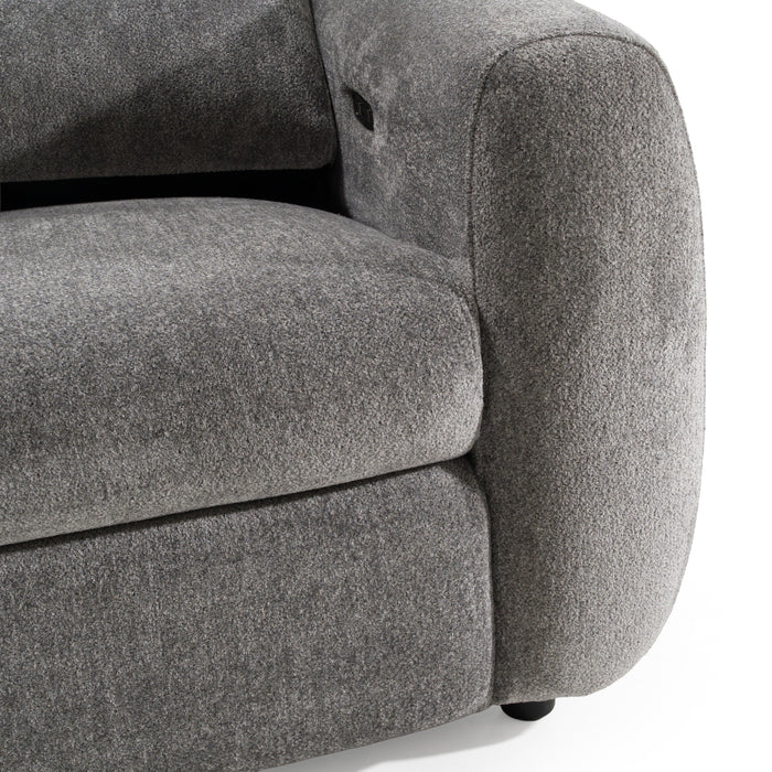 Brevig - Modern Grey Fabric Sofa w/ 2 Recliners