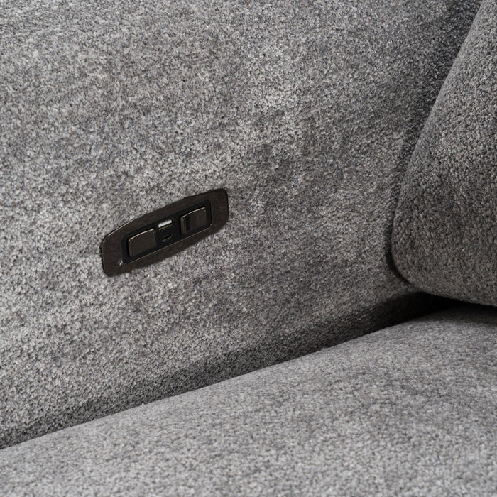 Brevig - Modern Grey Fabric Sofa w/ 2 Recliners