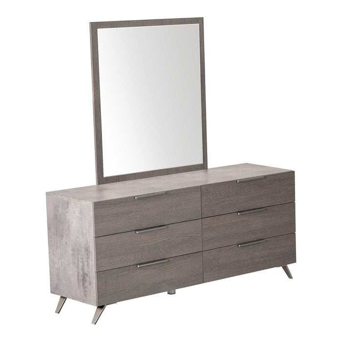 Bronx Italian Modern Faux Concrete & Grey Dresser & Mirror Set