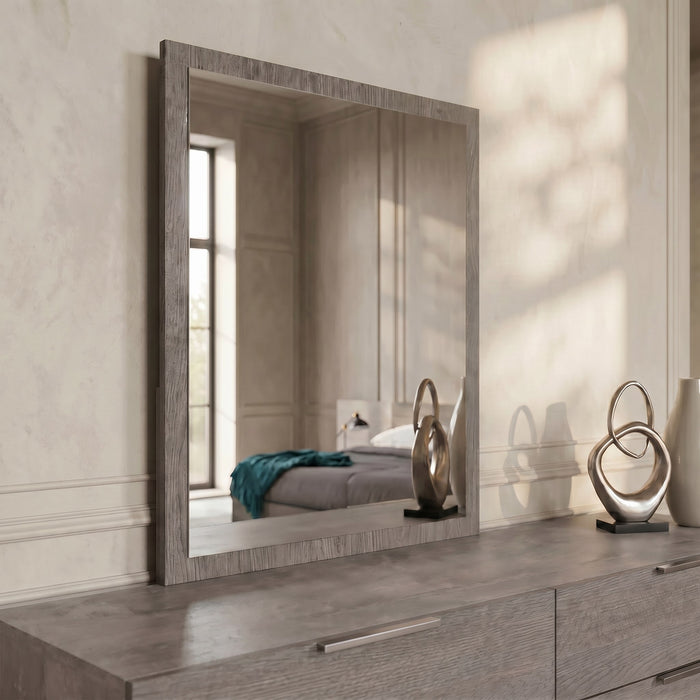 Bronx Italian Modern Faux Concrete & Grey Dresser & Mirror Set