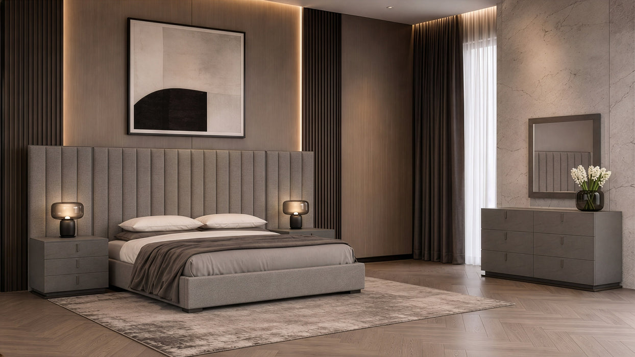 Buckley - Grey & Black Stainless Steel Bedroom Set