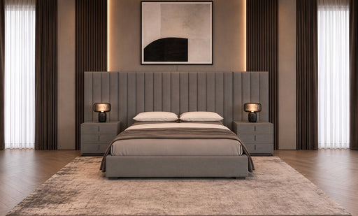 Buckley - Modern Grey & Black Stainless Steel Bed w/ Nightstands