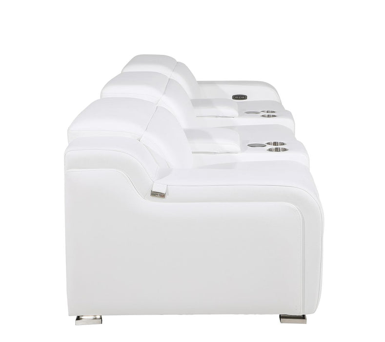 Global United 6111 L-Shaped Power Reclining Sectional | Genuine Leather