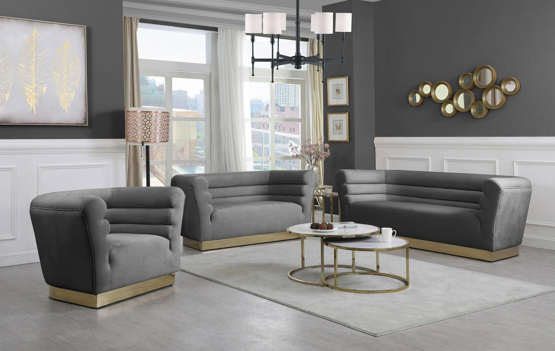 Bellini Grey Velvet Sofa