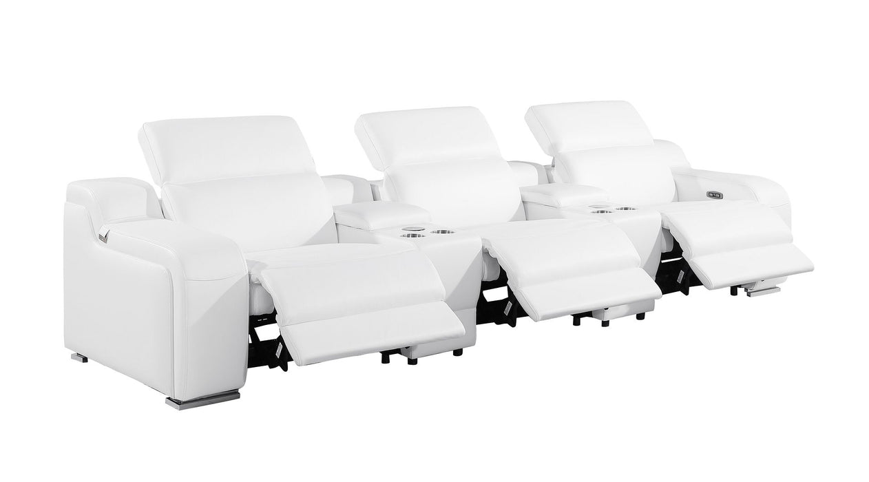 Global United 6111 L-Shaped Power Reclining Sectional | Genuine Leather
