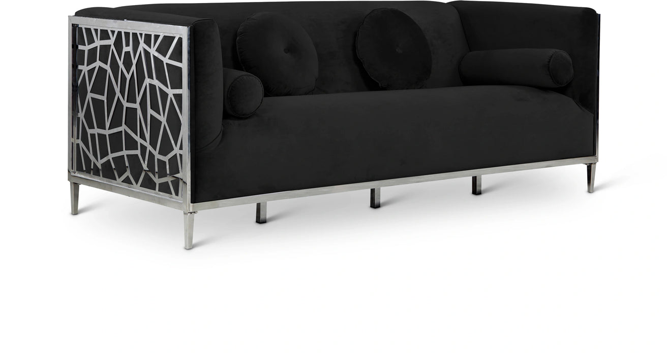 Opal Black Velvet Sofa