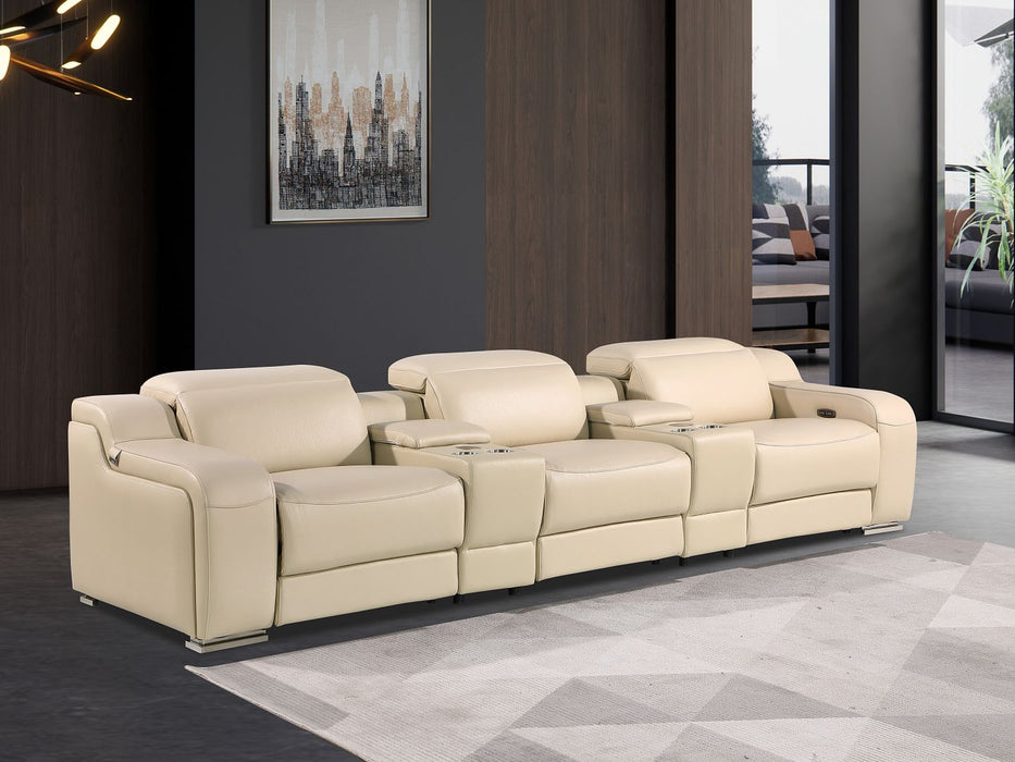 Global United 6111 L-Shaped Power Reclining Sectional | Genuine Leather