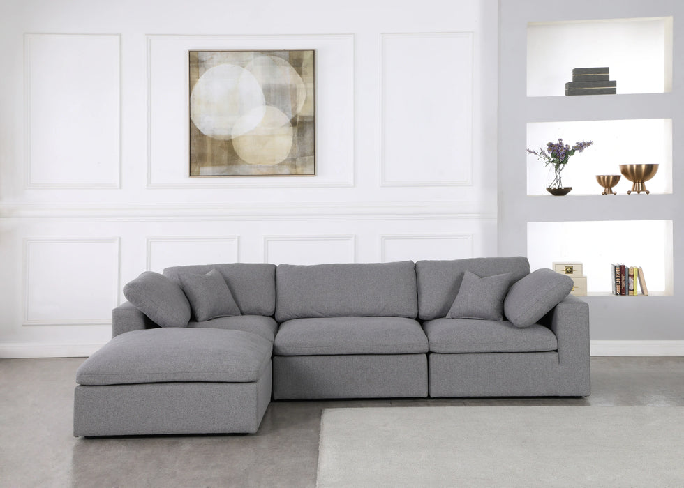 Serene Grey Linen Fabric Deluxe Cloud Modular Sectional