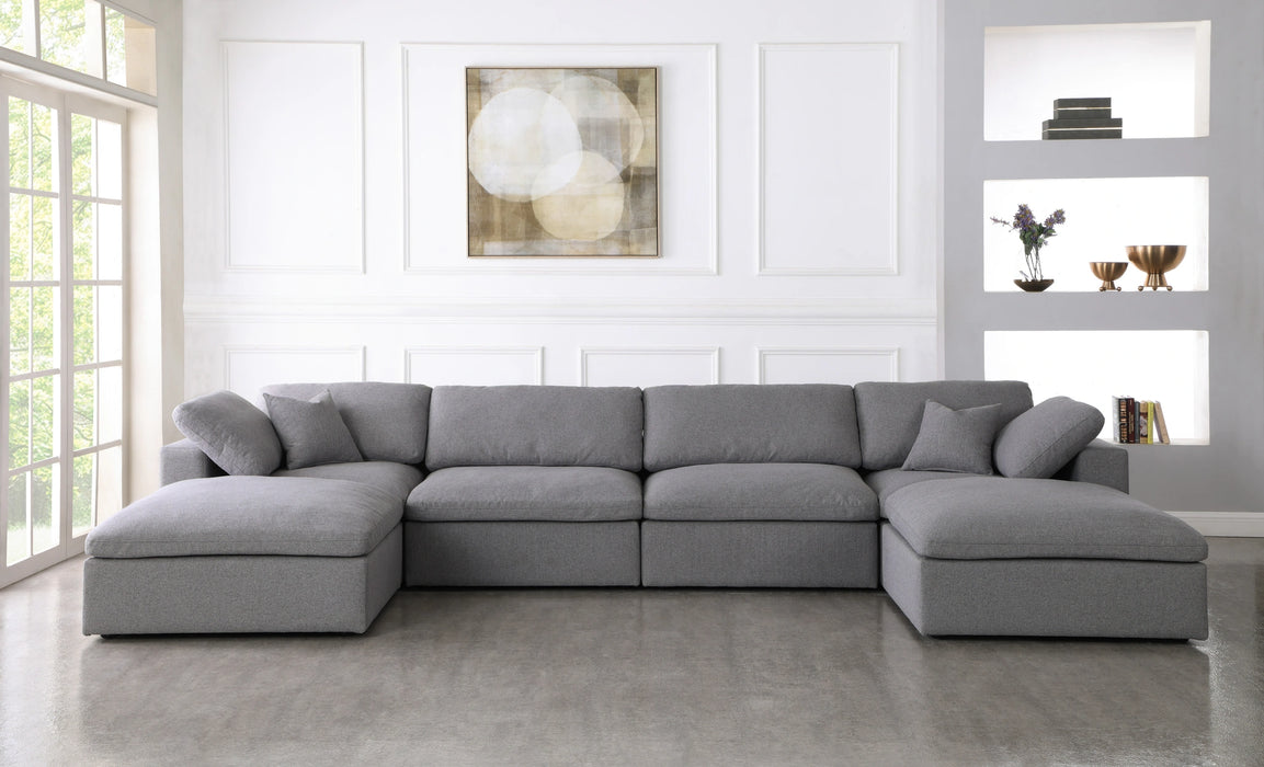 Serene Grey Linen Fabric Deluxe Cloud Modular Sectional