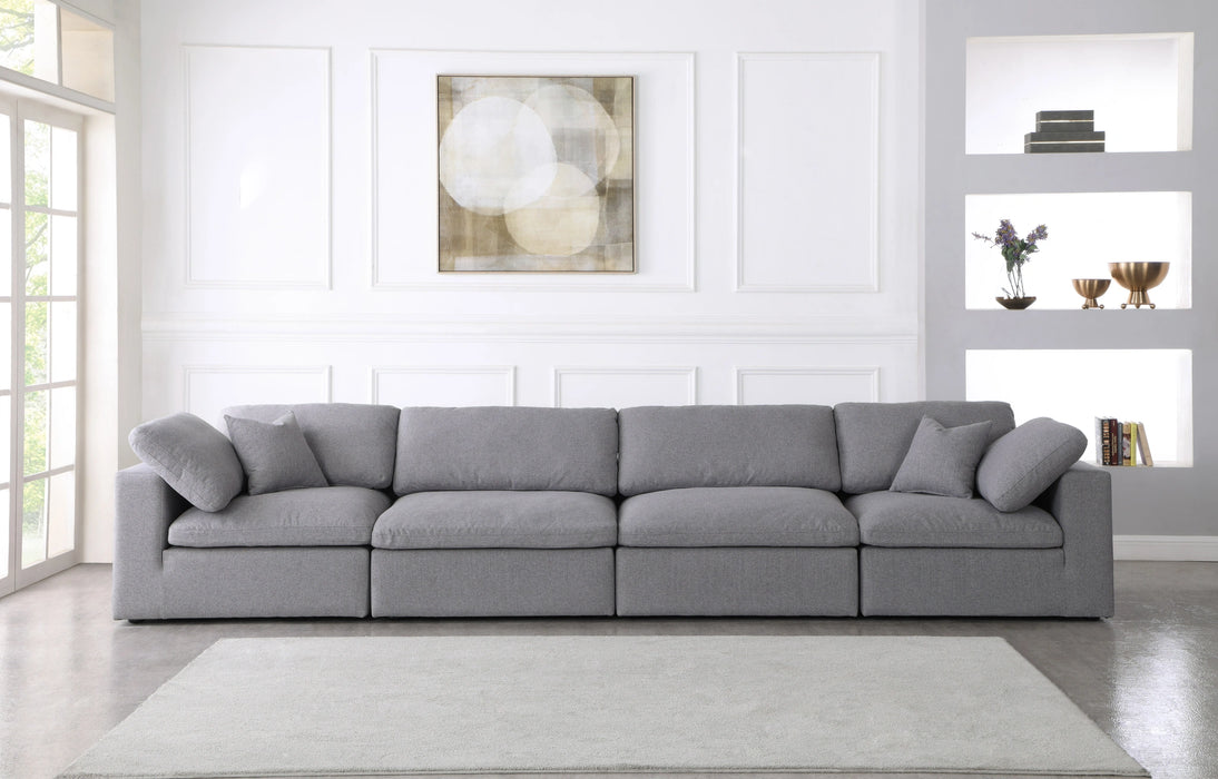 Serene Grey Linen Fabric Deluxe Cloud Modular Sofa