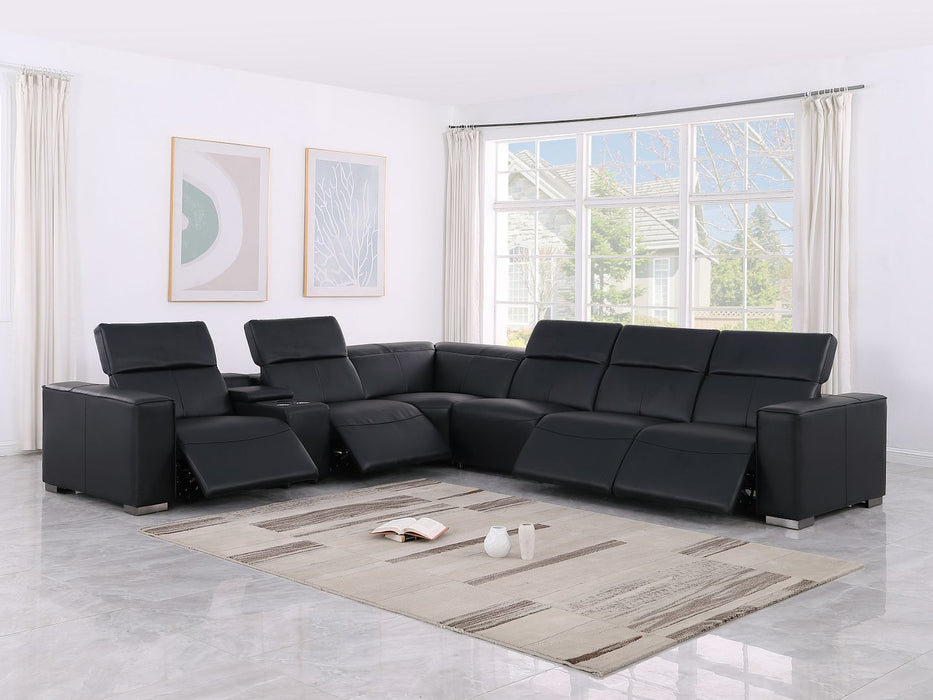 Global United 1208 Black 7PC Sectional