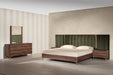 Eastern King Calabria Modern Walnut & Green Velvet Bedroom Set