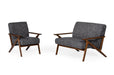 Candea - Mid-Century Walnut and Grey Accent Chair