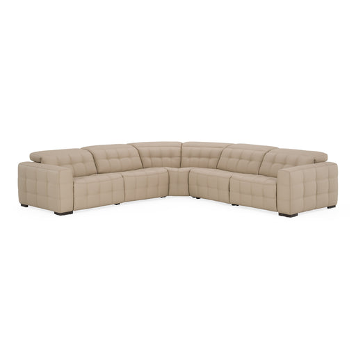 Carney - Modern Beige Leather Sectional Sofa + 3 Recliners