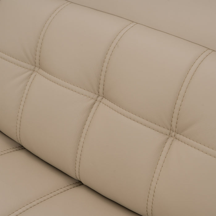 Carney - Modern Beige Leather Sectional Sofa + 3 Recliners