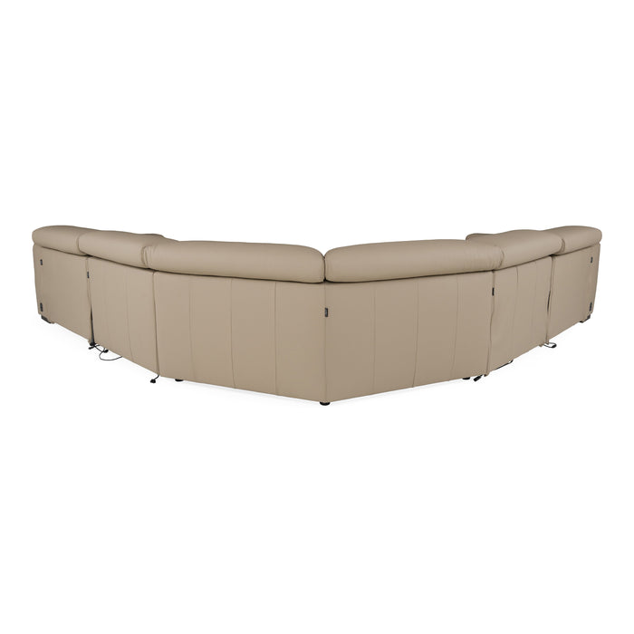 Carney - Modern Beige Leather Sectional Sofa + 3 Recliners