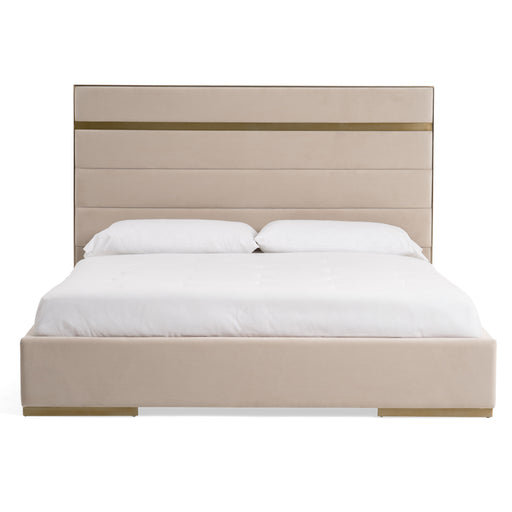 Cartier - Modern Beige Velvet & Brushed Brass Bed