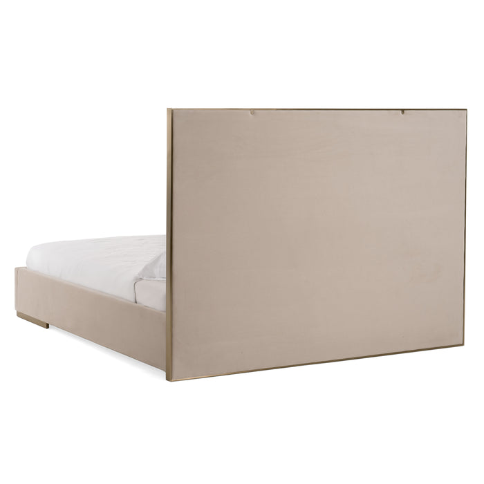Cartier - Modern Beige Velvet & Brushed Brass Bed