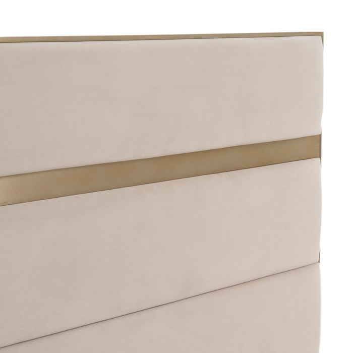 Cartier - Modern Beige Velvet & Brushed Brass Bed