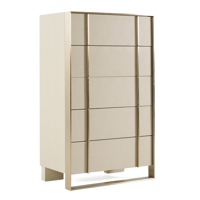 Cartier - Modern Beige Shagreen and Brushed Brass Chest